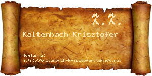 Kaltenbach Krisztofer névjegykártya